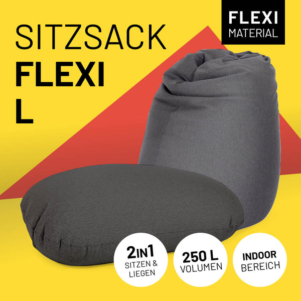 LUMALAND Flexi Comfort Sitzsack - Premium Bean Bag Sitzkissen in Dunkelgrau, 2in1 Sitzen & Liegen, 250L Volumen, Indoor Bereich.