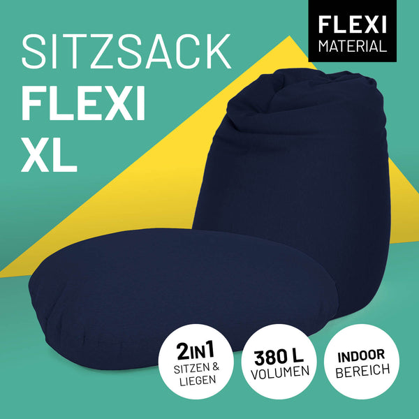 LUMALAND Flexi Comfort Sitzsack Premium Bean Bag Sitzkissen in Navyblau, 155 x 100 cm, flexibles 2in1 Sitz- und Liegegefühl.