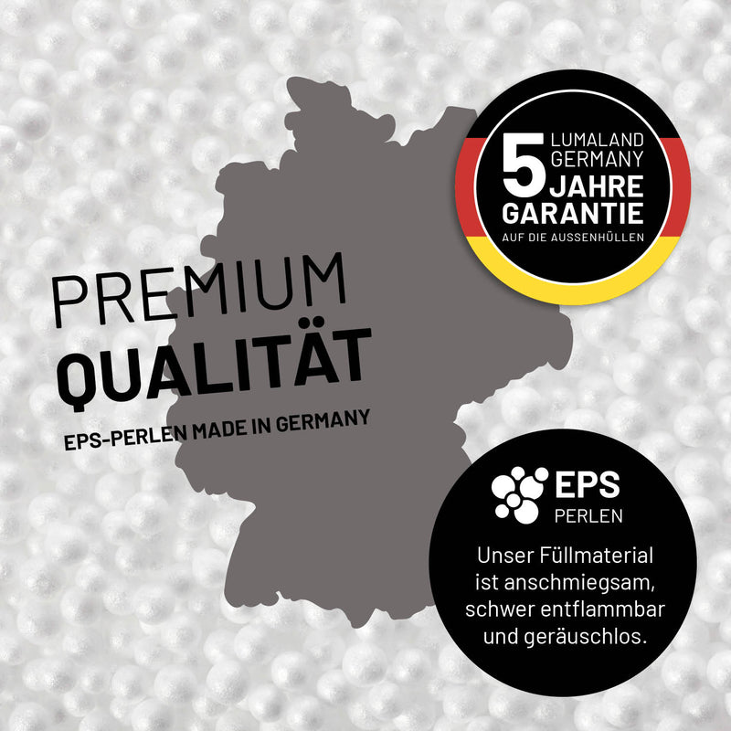 LUMALAND Flexi Comfort Sitzsack 155x100 cm Dunkelgrau mit Premium EPS-Perlenfüllung, Made in Germany, 5 Jahre Garantie auf Außenhüllen.