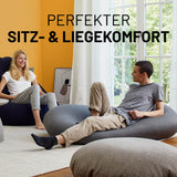 LUMALAND Flexi Comfort Sitzsack Dunkelgrau, großer Premium Bean Bag, perfekter Sitz- und Liegekomfort für Zuhause oder Büro, 155 x 100 cm.
