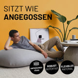 LUMALAND Flexi Comfort Sitzsack Dunkelgrau 155x100 cm passt sich flexibel an, robust und mit flexiblem Material für höchsten Komfort.