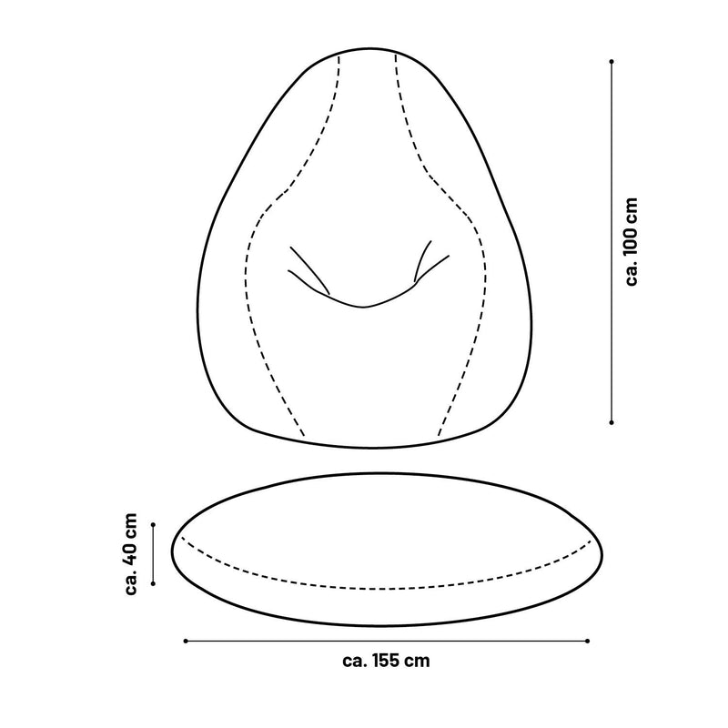 LUMALAND Flexi Comfort Sitzsack Dunkelgrau 155x100 cm, ergonomisch geformt, weicher Premium Bean Bag für maximalen Komfort.