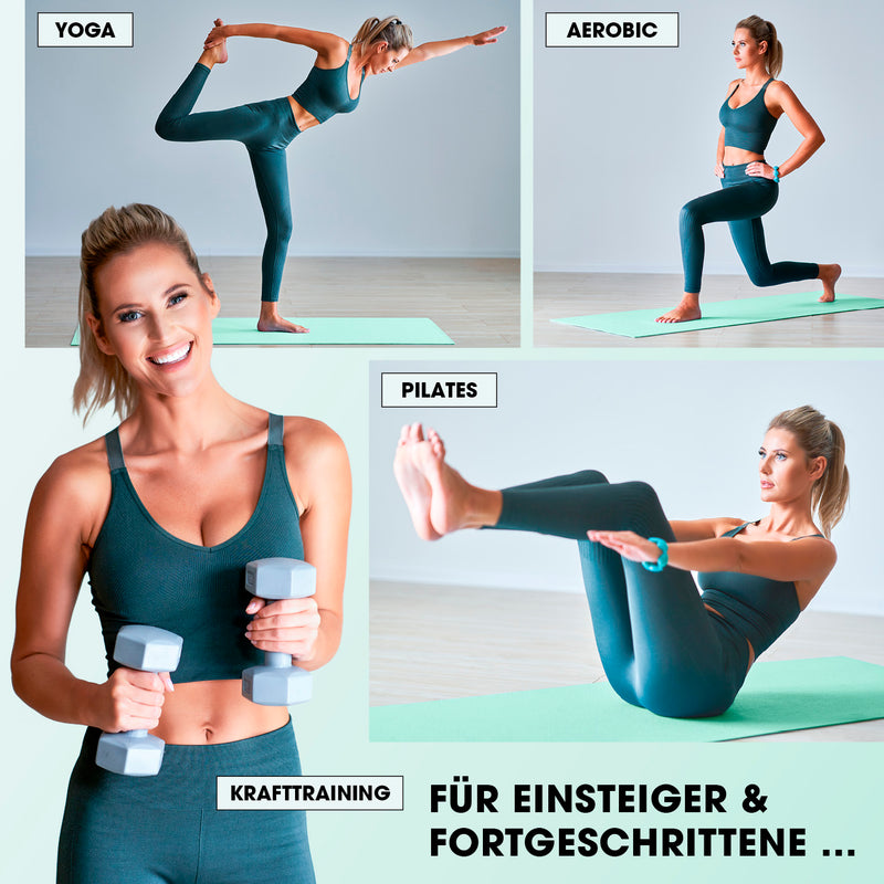 #DoYourFitness Fitnessmatte - In- & outdoor - Yoga, Gymnastik & Co. - 190 x 100 x 1 cm - Türkis