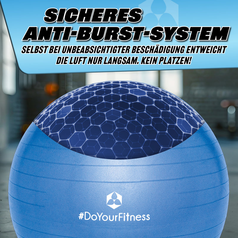 #DoYourFitness Gymnastikball inkl. Ballpumpe - Fitness Sitzball - Blau - 85 cm