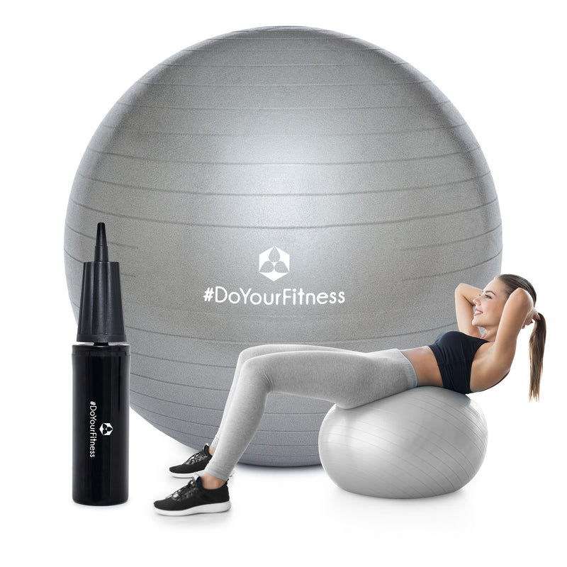 #DoYourFitness Gymnastikball inkl. Ballpumpe - Fitness Sitzball - Silber - 65 cm