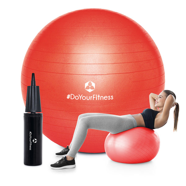 #DoYourFitness Gymnastikball inkl. Ballpumpe - Fitness Sitzball - Rot - 55 cm