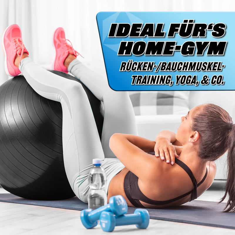#DoYourFitness Gymnastikball inkl. Ballpumpe Schwarz 75 cm für Rücken- und Bauchmuskeltraining im Home-Gym.
