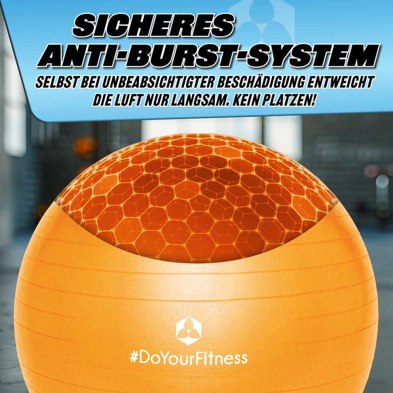 #DoYourFitness Gymnastikball inkl. Ballpumpe - Fitness Sitzball - Orange - 85 cm