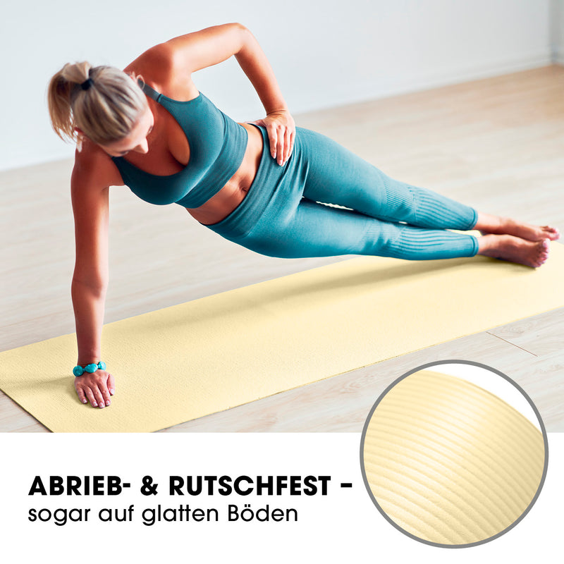 #DoYourFitness Fitnessmatte - In- & outdoor - Yoga, Gymnastik & Co - 183 x 61 x 1 cm - Hell Beige