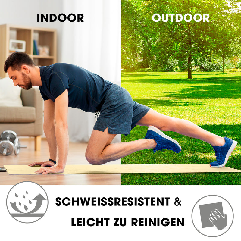 #DoYourFitness Fitnessmatte - In- & outdoor - Yoga, Gymnastik & Co. - 183 x 61 x 2 cm - Hell Beige