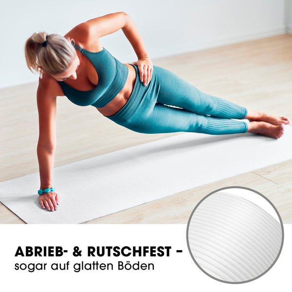 #DoYourFitness Fitnessmatte - In- & outdoor - Yoga, Gymnastik & Co. - 183 x 61 x 1,5 cm - Weiß