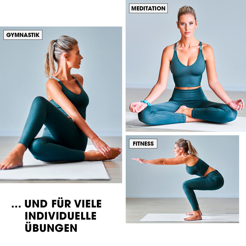 #DoYourFitness Fitnessmatte - In- & outdoor - Yoga, Gymnastik & Co. - 183 x 61 x 1,5 cm - Weiß