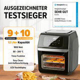 GOURMETmaxx Heißluftfritteuse 12 l - XXL-Ofen + Touchdisplay, Drehspieß - 1800 W - Schwarz