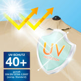 EASYmaxx Sonnenschirm mit UV-Schutz - halbrund 270x140 cm beige, bietet sicheren UV 40+ Schutz gegen UVA und UVB Strahlen.