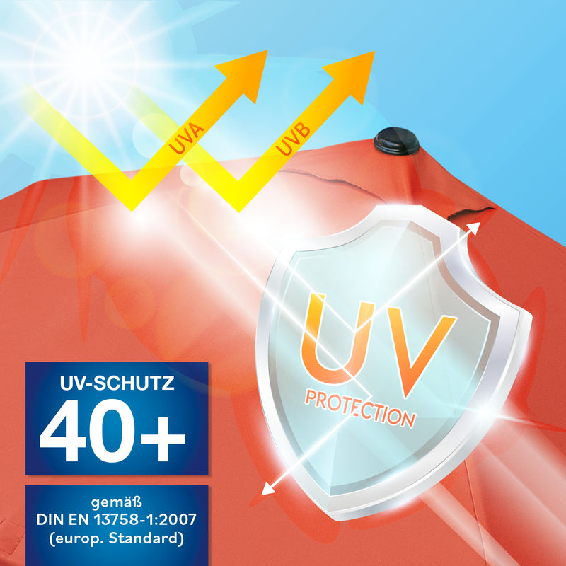 EASYmaxx Sonnenschirm mit UV-Schutz - Halbrund 230 x 140cm Terracotta mit UV40+ Schutz und passgenauer Wandmontage.