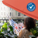 EASYmaxx Sonnenschirm mit UV-Schutz - Halbrund 230 x 140cm Terracotta, rechteckig für Balkon, einfache Handkurbel, wandnahe Platzierung.