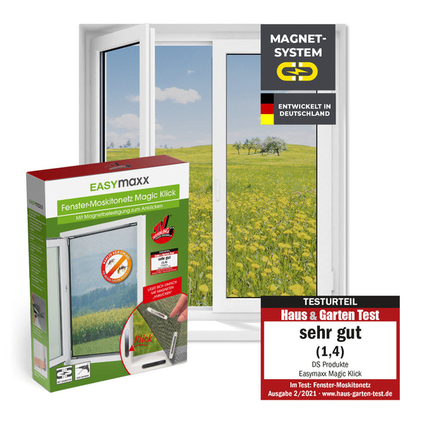 EASYmaxx Insect Protect Insektenschutzgitter mit Magnetbefestigung - bis 150 x 130 cm - Fenster