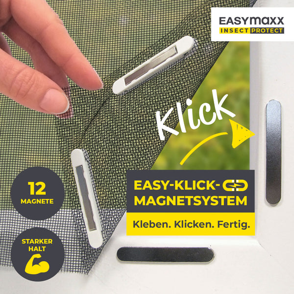 EASYmaxx Insect Protect Insektenschutzgitter mit Magnetbefestigung - bis 150 x 130 cm - Fenster