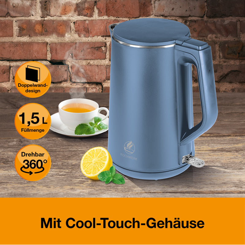 GOURMETmaxx Wasserkocher Cool-Touch - 1,7 l - Blau