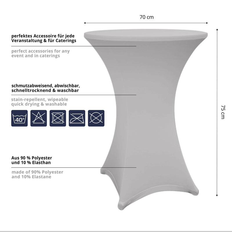 LUMALAND Stehtischhusse - Tisch Bezug - Husse -  Ø 70-75 cm - Silbergrau
