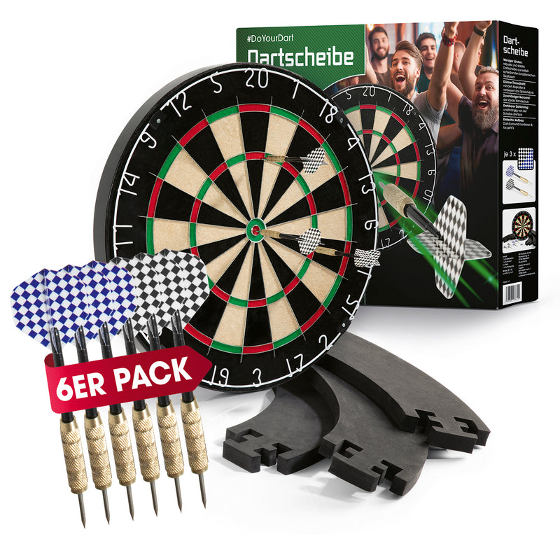 #DoYourDart Sisal-Dartscheibe - selbstschließende Faser - mit Surround & Pfeilen