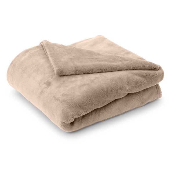 LUMALAND Kuscheldecke 150x200 cm in Beige, weich, atmungsaktiv und pflegeleicht aus Coral-Fleece, geeignet als Sofadecke und Tagesdecke.