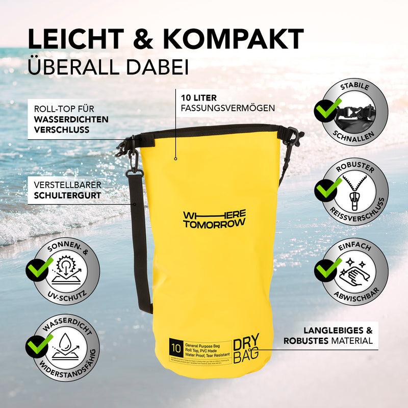 Where Tomorrow Dry Bag 10L - Style 01 - Gelb