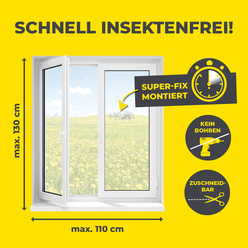 EASYmaxx Insect Protect Insektenschutzgitter mit Magnet - Fenster bis 130x150cm