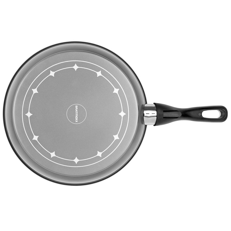 BRATmaxx Keramik-Pfanne 28 cm Anthrazit mit 2-facher Keramikbeschichtung, kratzfest und Cool-Touch-Griff für fettarmes Kochen.