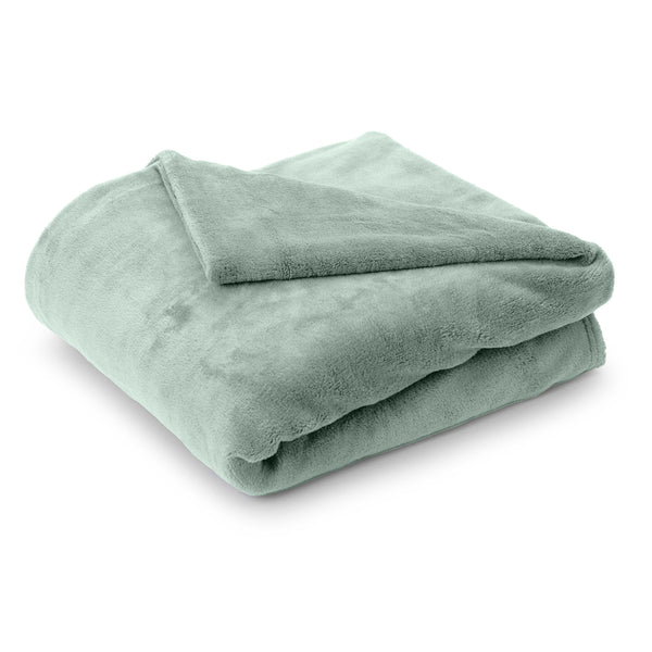 LUMALAND Kuscheldecke - 220x240 cm - weich, pflegeleicht aus Coral-Fleece in Aloegrün, ideal als Sofadecke oder Tagesdecke.