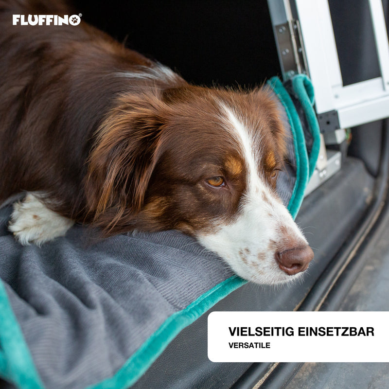 FLUFFINO® Hundedecke/ Wendedecke / Kuscheldecke - 150x100 cm - Grau mit weichem Kuschelfleece und robustem Cordgewebe, ideal für Hunde.