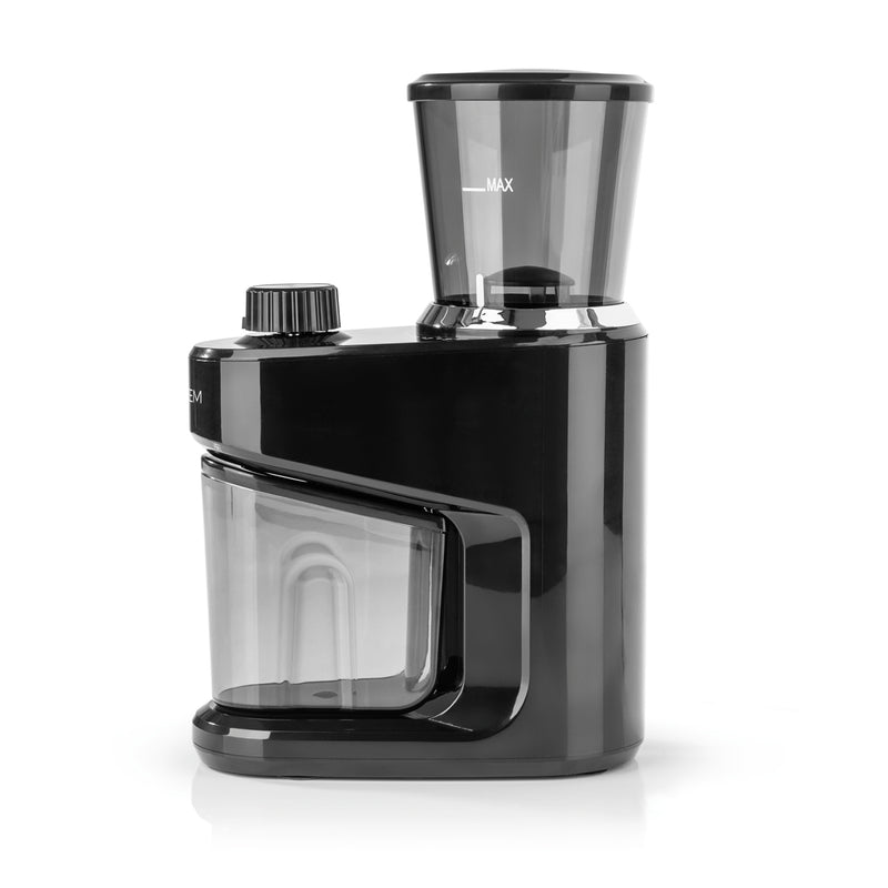 GRIND-INTENSE Elektrische Kaffeemühle - 160 g, kompakte 150W Mühle mit 15-stufig einstellbarem Mahlgrad und Edelstahl-Kegelmahlwerk.