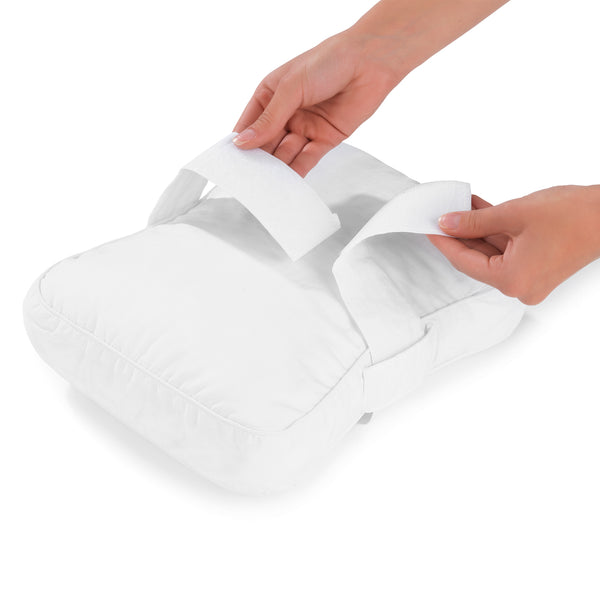 MAXXMEE Seitenschläfer-Kissen mit Knieband - weiß - 2er-Set mit verstellbarem Klettverschluss für optimale Beinfestigung und ergonomischen Komfort.