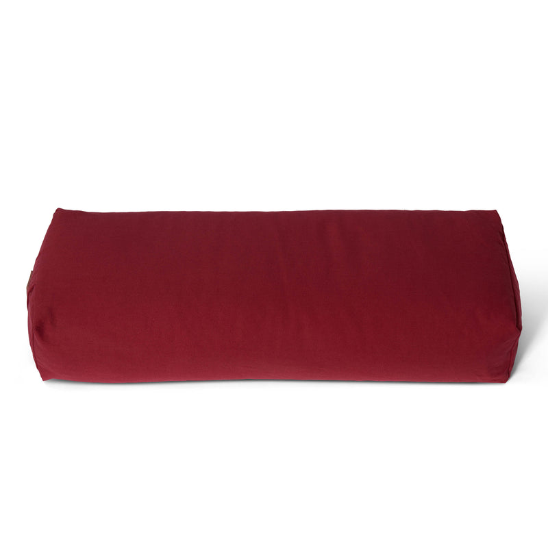 #DoYourYoga Yoga-Bolster Paravati, rot, 67x22x13 cm, mit Bio-Dinkelspelz gefüllt, waschbarer Bezug, für restorative Yoga-Übungen.