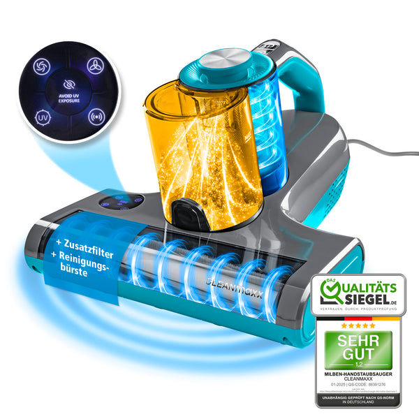 CLEANmaxx Milbensauger Rotation Power - entfernt 99,9 % Milben - mit UV-C-Licht