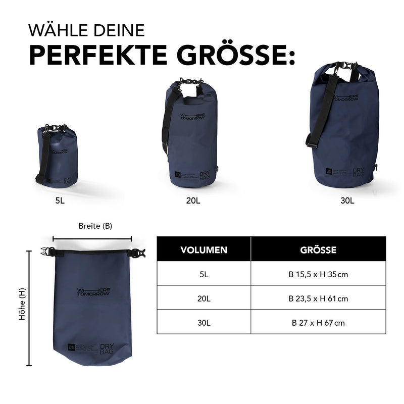 Where Tomorrow Dry Bag 5L - Style 01 - Dunkelblau