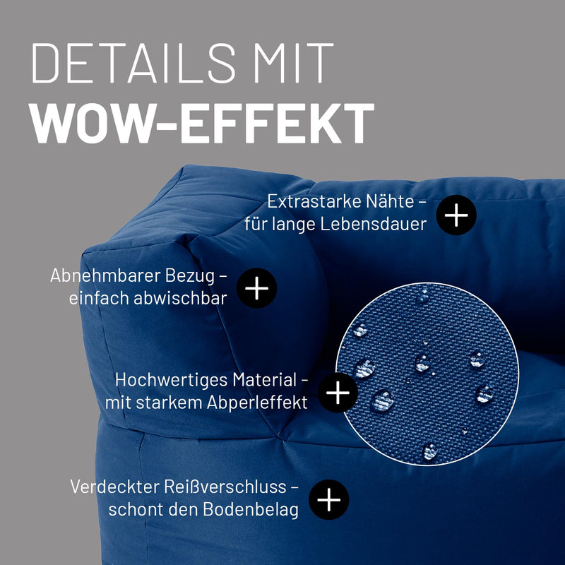 LUMALAND Sitzsack-Sofa Sessel - Kombinierbar mit dem Modularen System - 400 L - Navyblau