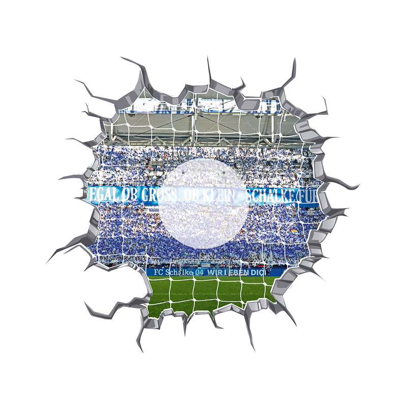 FC Schalke 04 LED-Lampe in Ballform mit 3D-Wandtattoo, selbstklebend mit eindrucksvollem Stadionmotiv und Vereins-Logo.