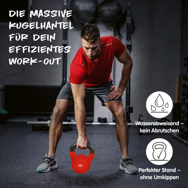 #DoYourFitness Kettlebell - Kugelhantel aus massivem Gusseisen mit Neoprenbeschichtung - 18 kg