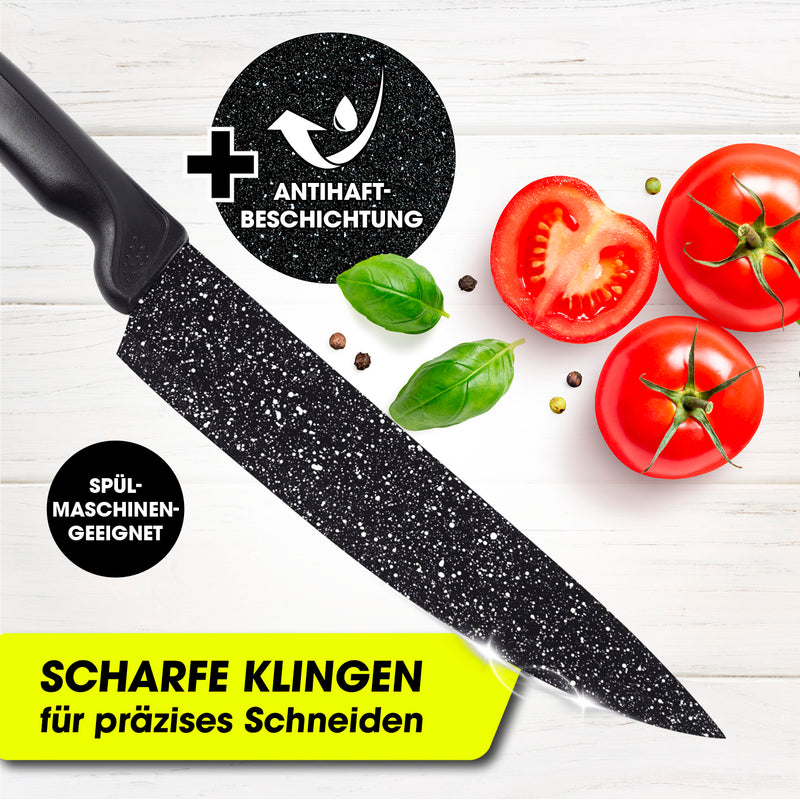 GOURMETmaxx Messerset inkl. Sparschäler - 6-tlg. - schwarz