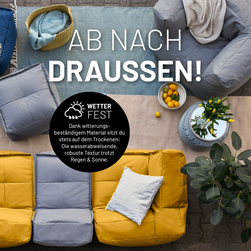 LUMALAND Sitzsack-Sofa Mittelstück - Kombinierbar mit Modularem System - 200 L - Senfgelb