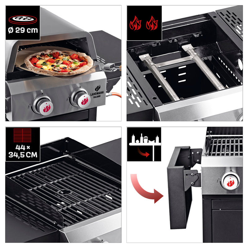 LANDMANN Gasgrill CALIANO 2.0 mit Pizzaaufsatz