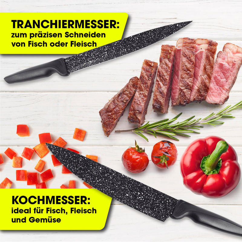 GOURMETmaxx Messerset inkl. Sparschäler - 6-tlg. - schwarz