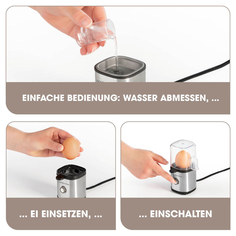 GOURMETmaxx Eierkocher für 1 Ei - Edelstahl/schwarz