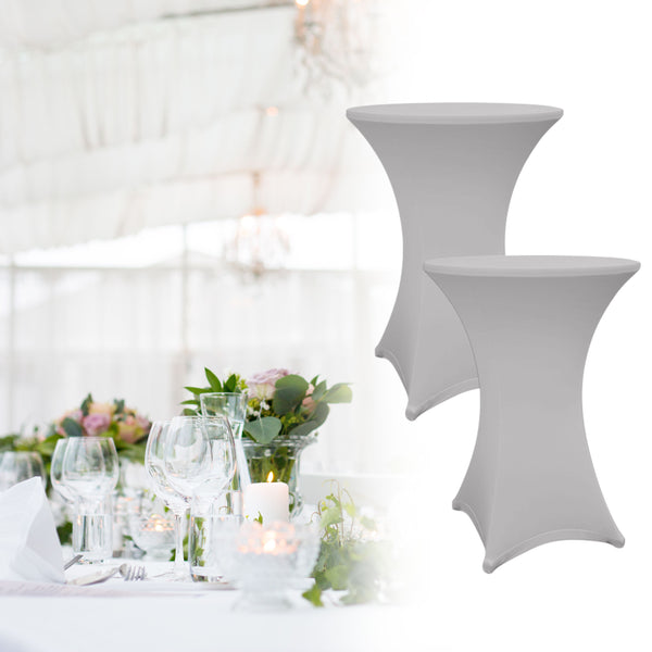 LUMALAND Stehtischhusse Ø 70-75 cm silbergrau, elegante Tischhusse, schmutzabweisend, abwischbar, maschinenwaschbar, 10er-Set