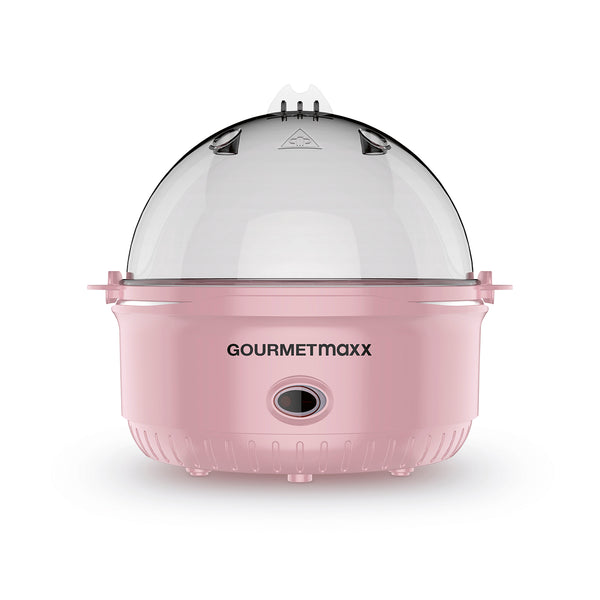GOURMETmaxx Eierkocher für 7 Eier in Rosa mit transparentem Deckel und Dampfauslass zur einfachen Zubereitung von Eiern.