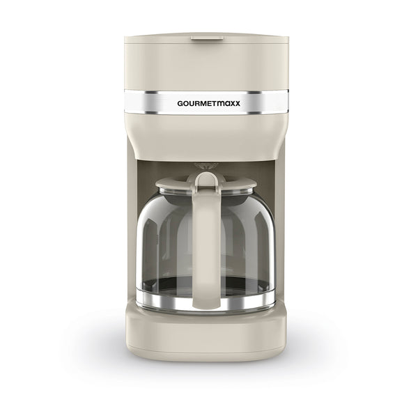GOURMETmaxx Kaffeemaschine mit Glaskanne, 1,5 l, Antitropf-Vorrichtung und 40-Minuten Warmhaltefunktion in Vanillefarben.