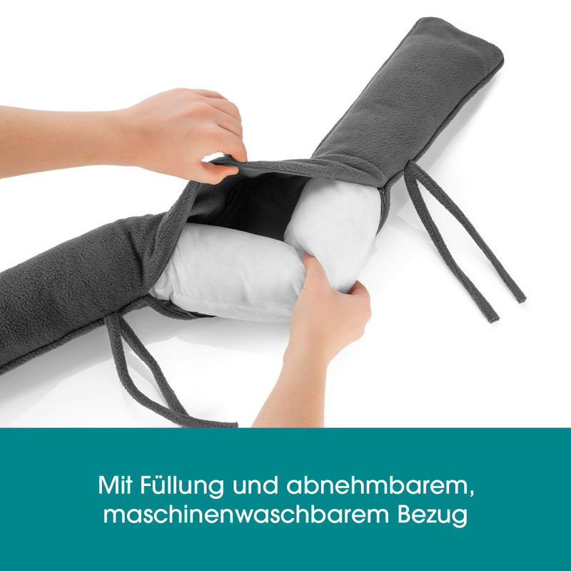 EASYmaxx Zugluftstopper - 10 x 90 cm - Grau mit Füllung und abnehmbarem, maschinenwaschbarem Bezug für Fenster und Türen.