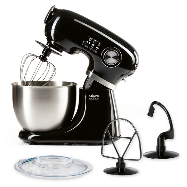 Cuisine Edition Küchenmaschine - Schwarz mit 1000 W Motor, 5 Liter Edelstahlrührschüssel und 12 Geschwindigkeitsstufen.