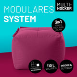 LUMALAND Sitzsack-Hocker - Kombinierbar mit modularem System, 200 L, Rotwein, vielseitig nutzbar als Hocker, Tisch, Fußablage.